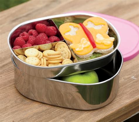 potterybarn stainless steel oval bento box lids|Pottery Barn Stainless Steel Bento Box Containers .